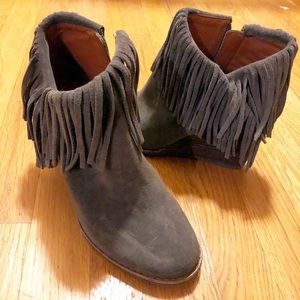Lucky brand wedge booties with fringe